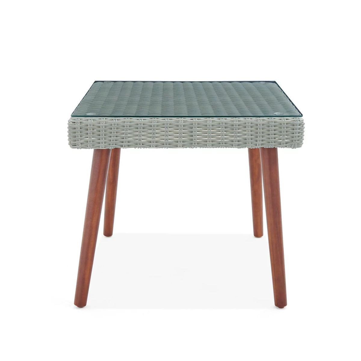 Gray Wicker Square Cocktail Table with Glass Top B5635