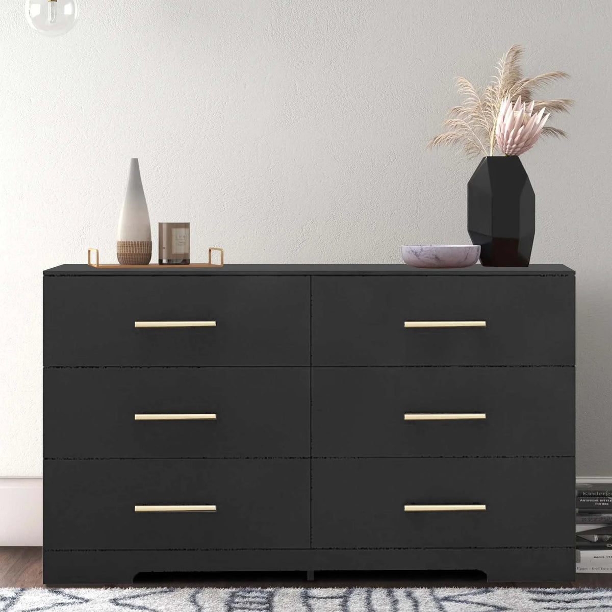 Black 6 Drawer Dresser A70557