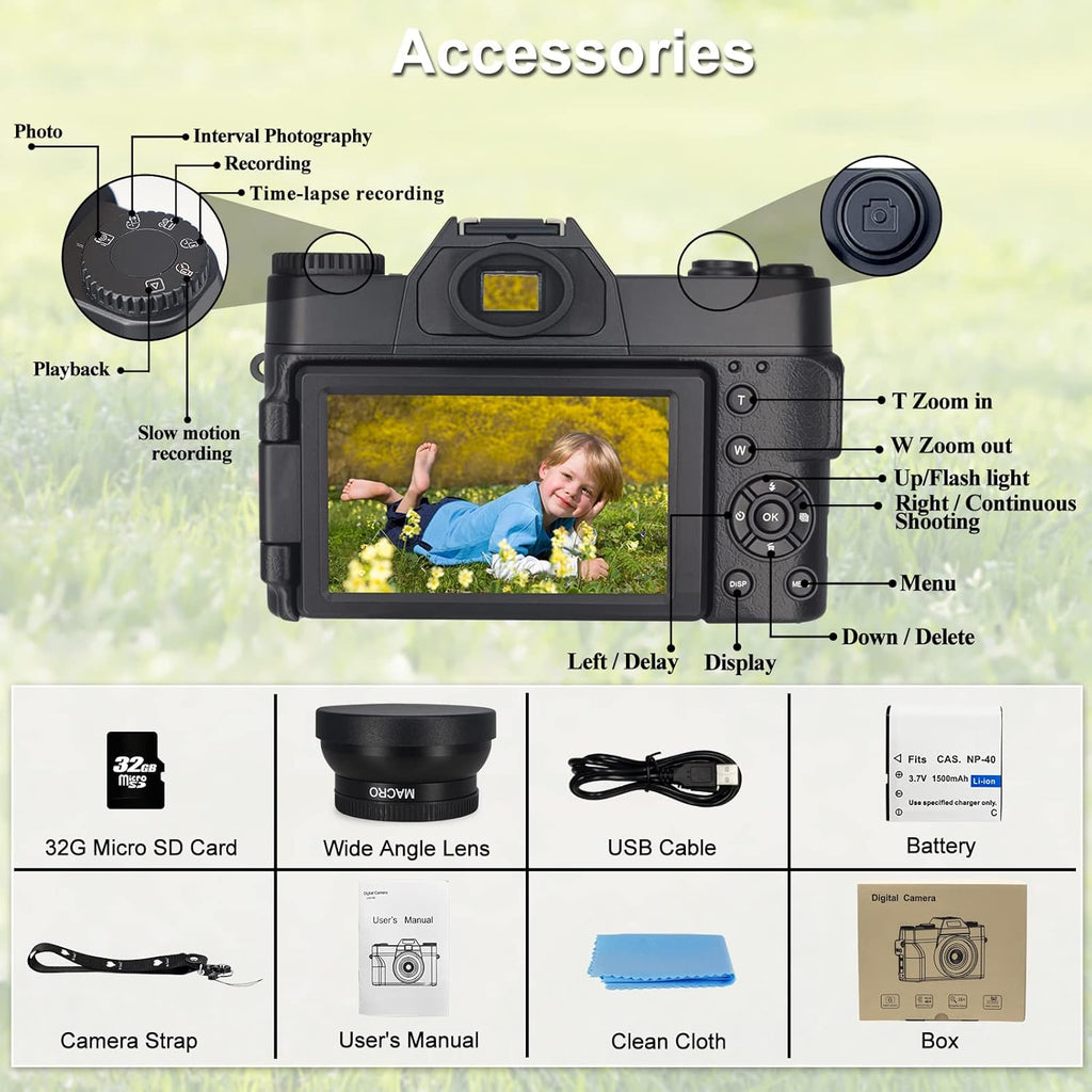 4K 48MP Full HD WiFi Digital Camera with Flip Screen M9450