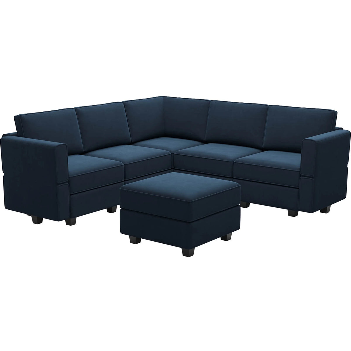 Blue Velvet L Shaped Sectional Sofa with Storage D755