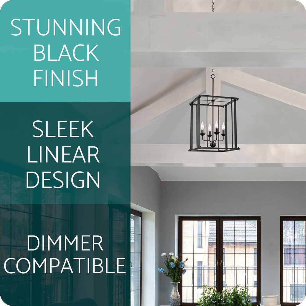 Black Finish 4-Light Pendant Light S6607
