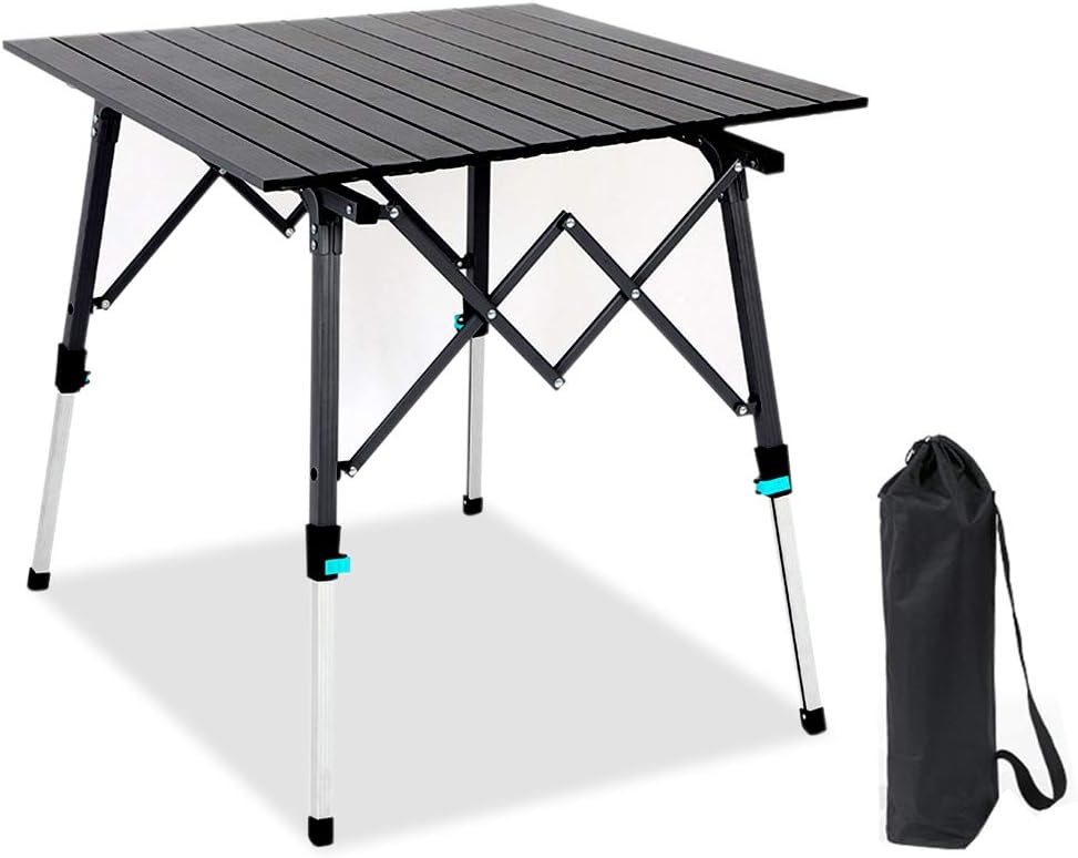 Portable Aluminum Folding Camping Table with Carry Bag (Black) T4421