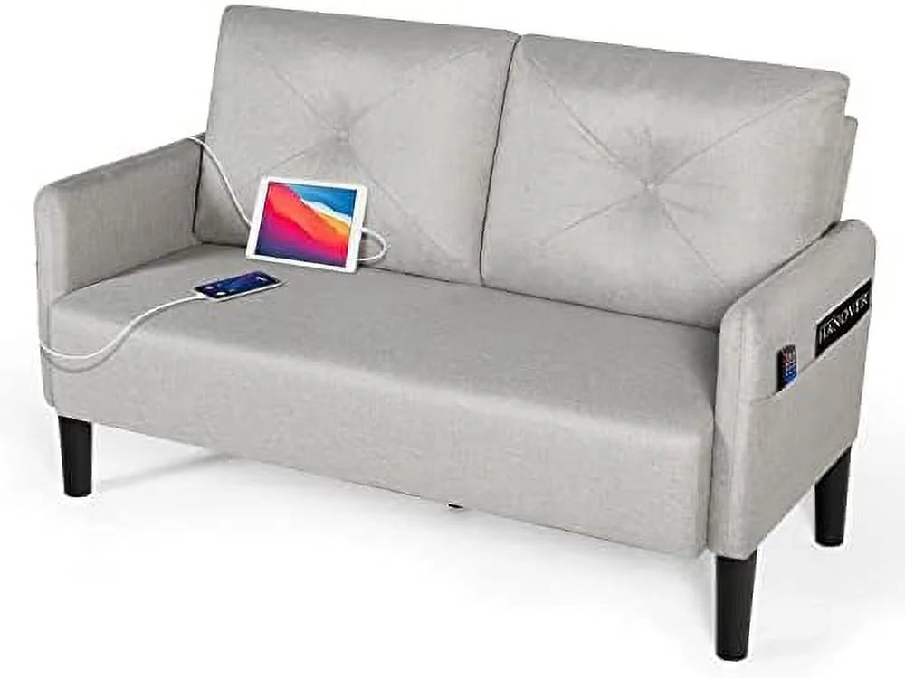 Modern Fabric Loveseat Sofa with 2 USB Charging Ports F518591