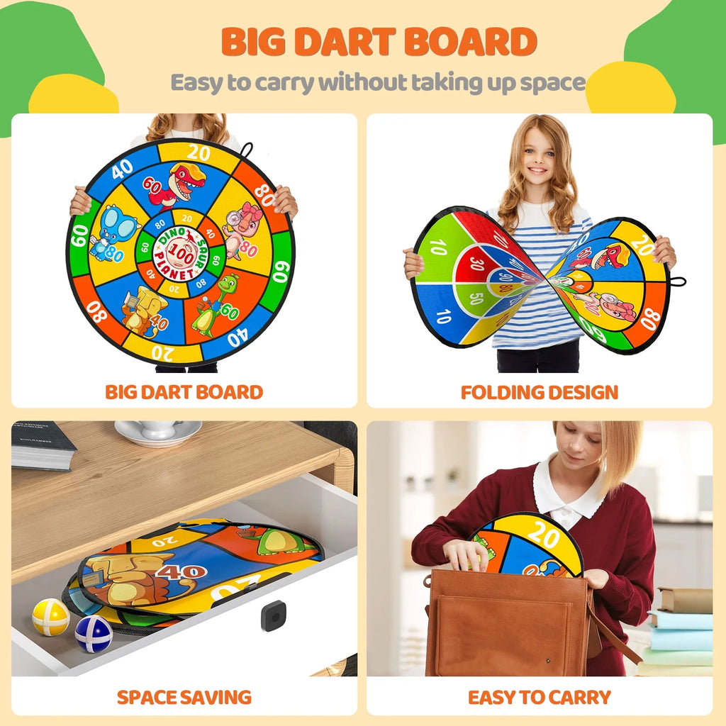 Large Double Sided Dart Board with 20 Sticky Balls, 8 Darts R683