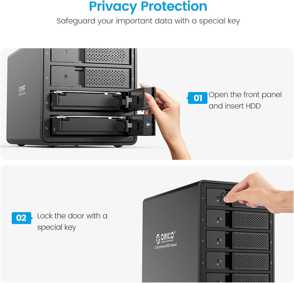 5 Bay USB 3.0 to SATA Aluminum Alloy RAID Hard Drive Enclosure for 3.5 inch HDD C8656
