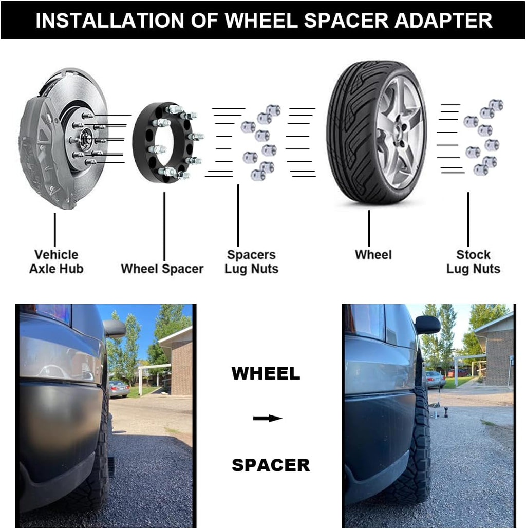 Black Forged 8x170 to 8x6.5 Wheel Adapters 1.5 Inch with 14x1.5 Studs Pack of 4 L65859