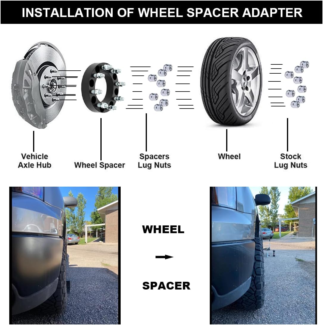 Black Forged 8x170 to 8x6.5 Wheel Adapters 1.5 Inch with 14x1.5 Studs Pack of 4 L65859