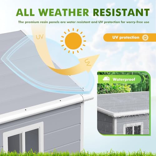 6x4 FT Waterproof Plastic Resin Storage Shed with Lockable Door C7597
