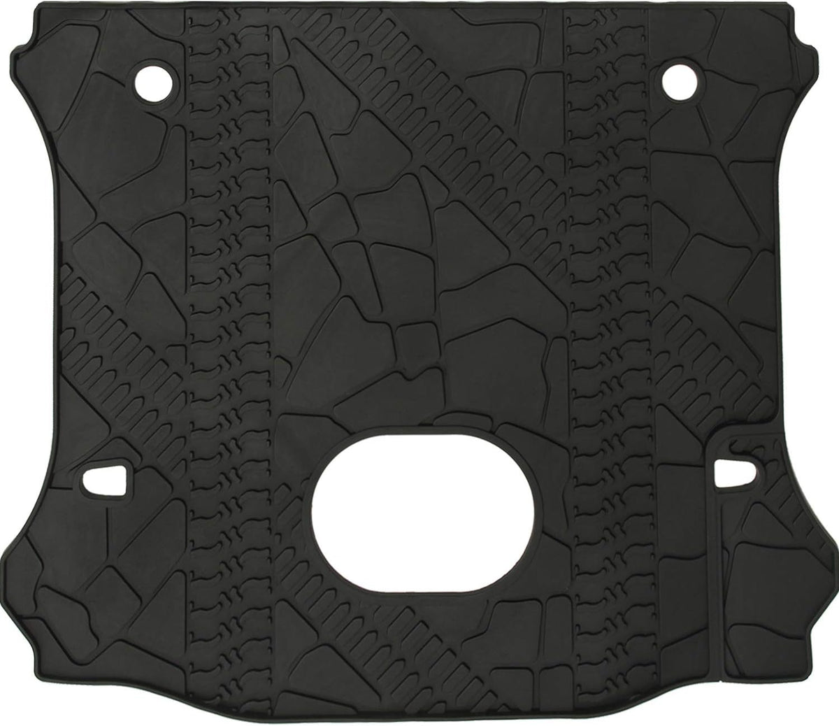Black Rear Trunk Cargo Floor Mat for 4 Door Wrangler with Subwoofer Mat Cutout D740585