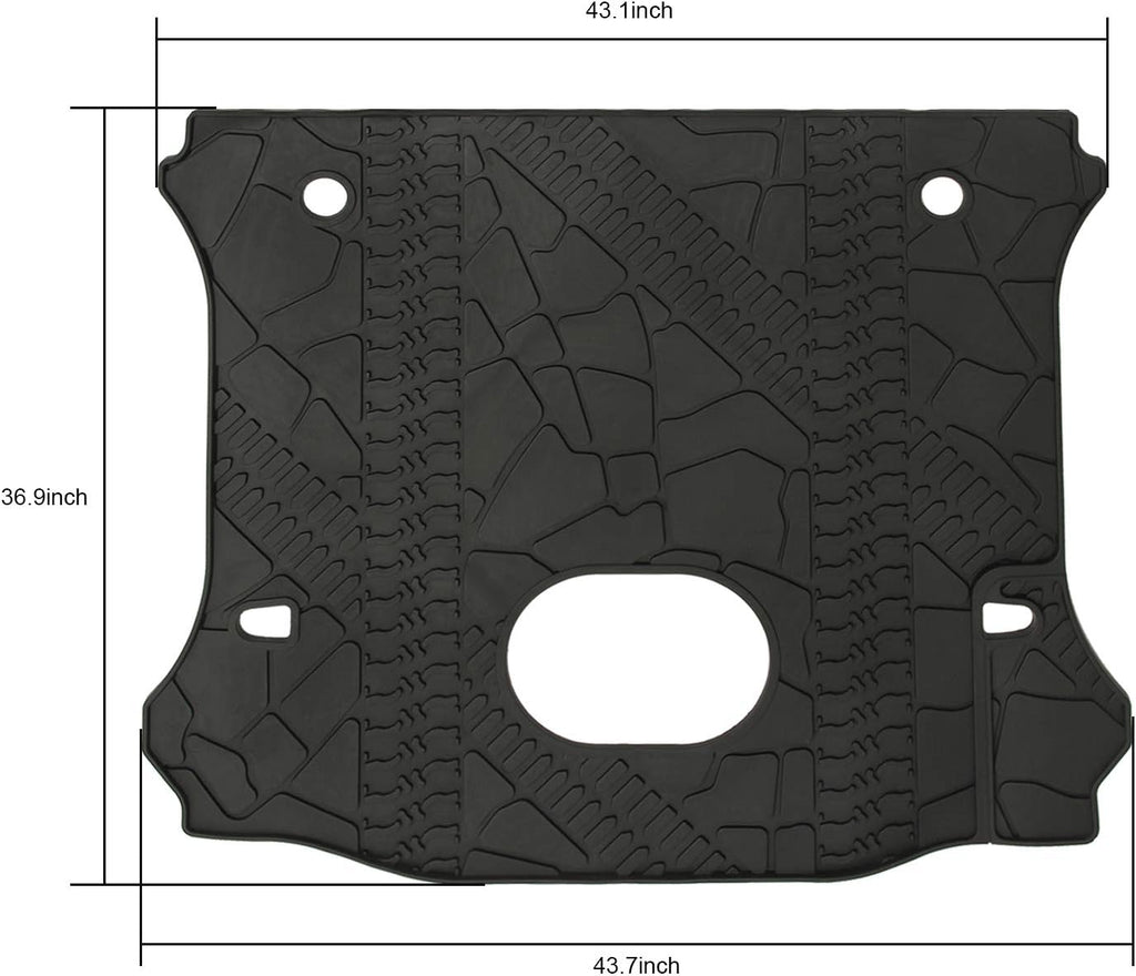 Black Rear Trunk Cargo Floor Mat for 4 Door Wrangler with Subwoofer Mat Cutout D740585
