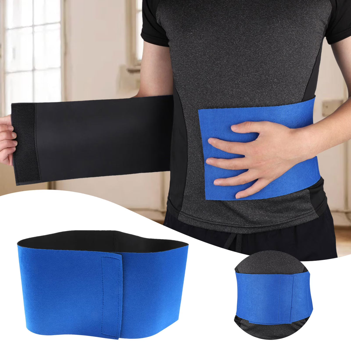 Blue Neoprene Waist Trimmer Belt I2436