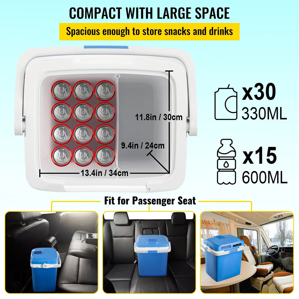 Portable Car Fridge 25L/28Qt with 110V AC Home Power Cord & 12V Car Adapter R3090