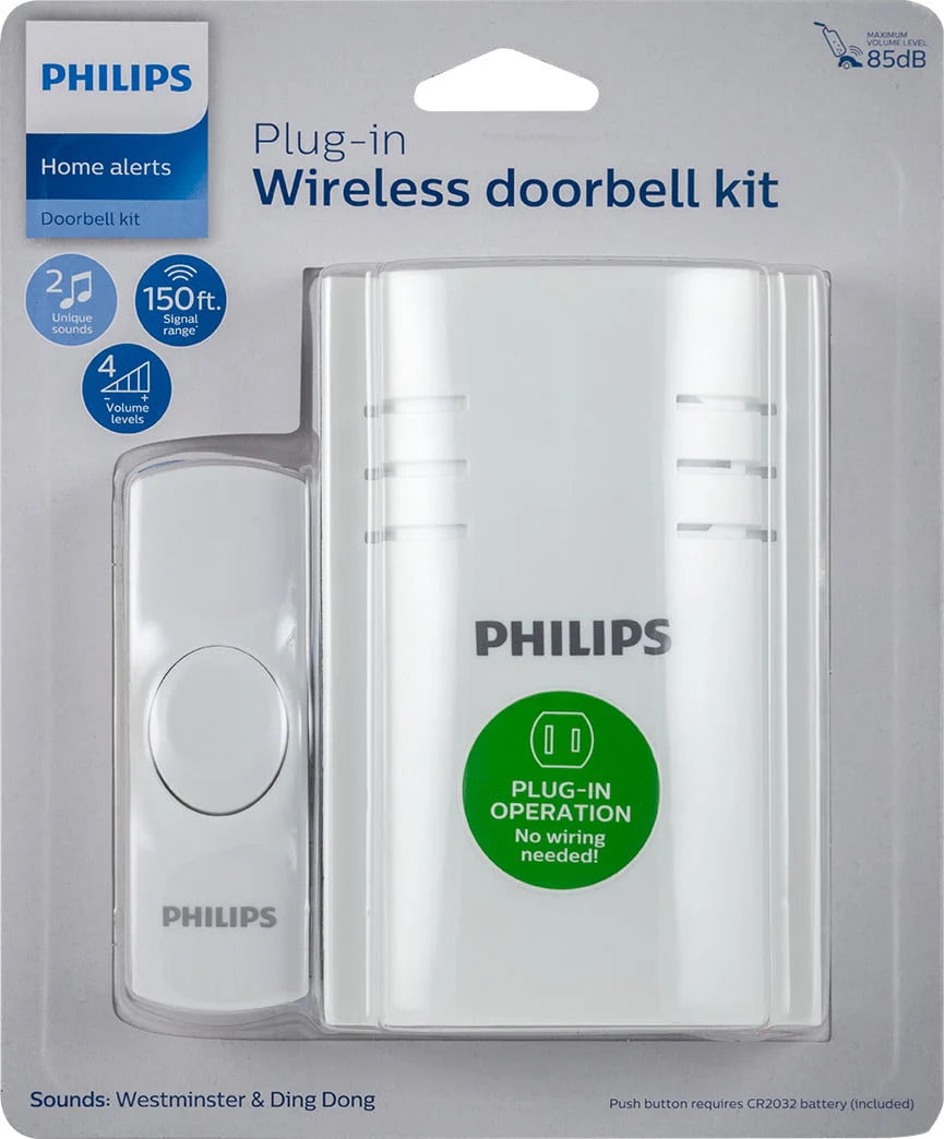 White Plug-in 2-Melody Doorbell Kit V409186