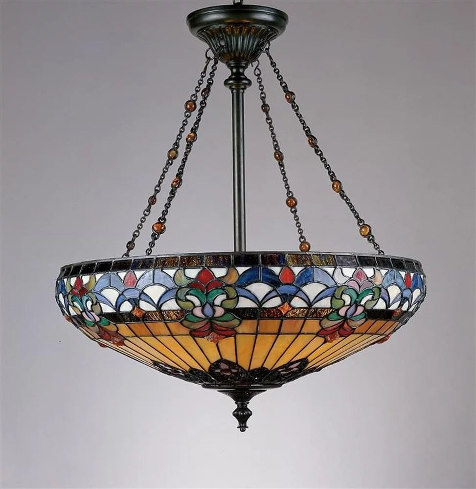 4 Light Tiffany Bowl Pendant Chandelier F69848