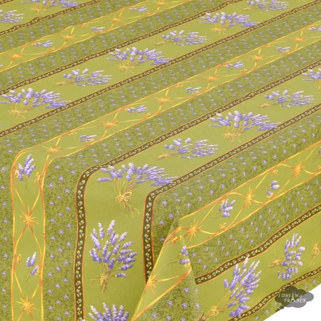 French Provence Tablecloth 60" x 84" Rectangular Coated Cotton Lavender Green K2269