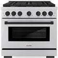 36 5.2 cu. ft. Gas Range with Convection Gas Oven in Stainless Steel and Matte Black F86218
