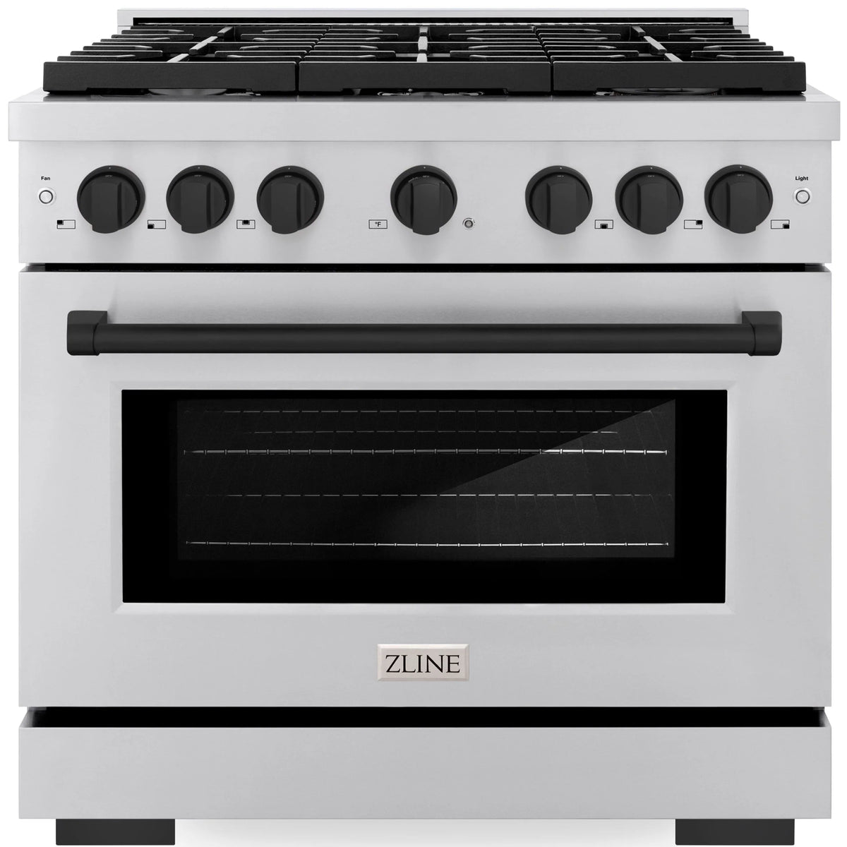 36 5.2 cu. ft. Gas Range with Convection Gas Oven in Stainless Steel and Matte Black F86218