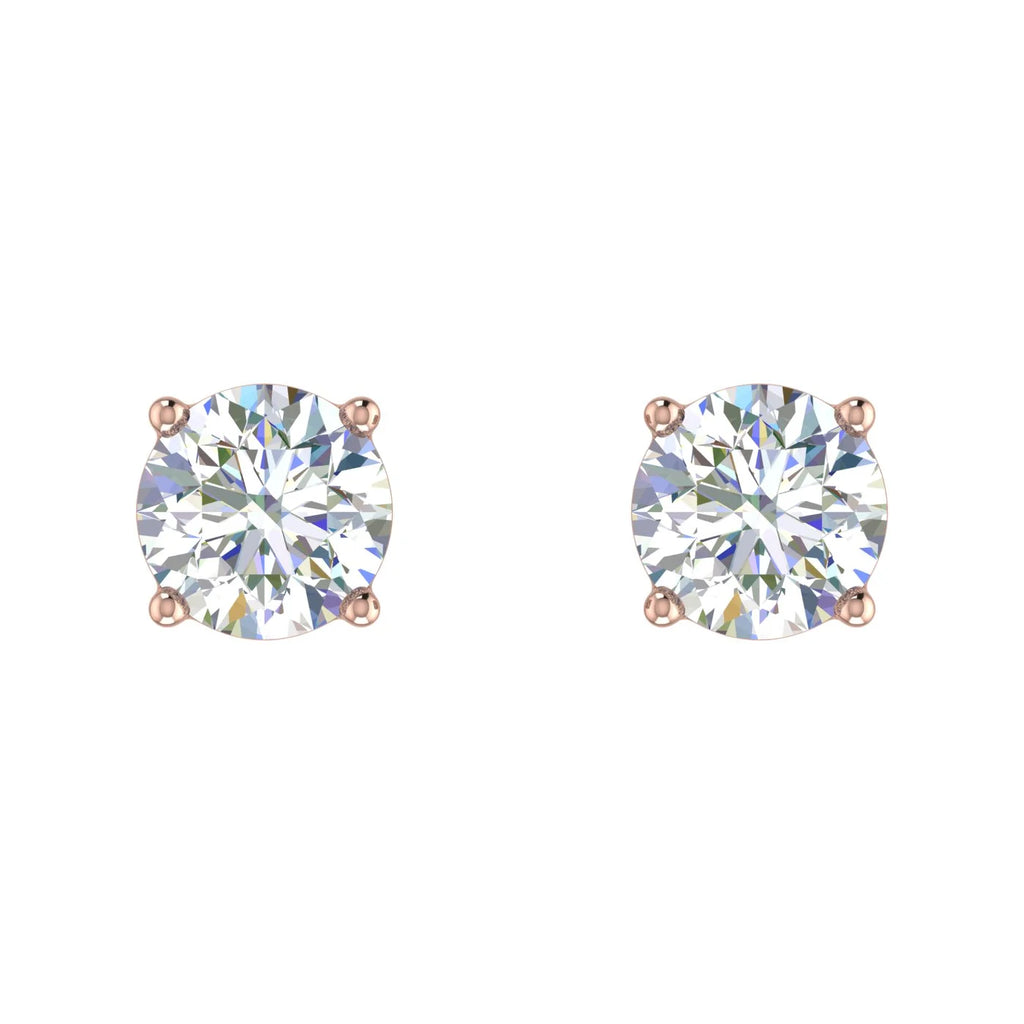 1/2 Carat Natural Round Diamond Stud Earrings in 14K Gold (Screw Back) M586
