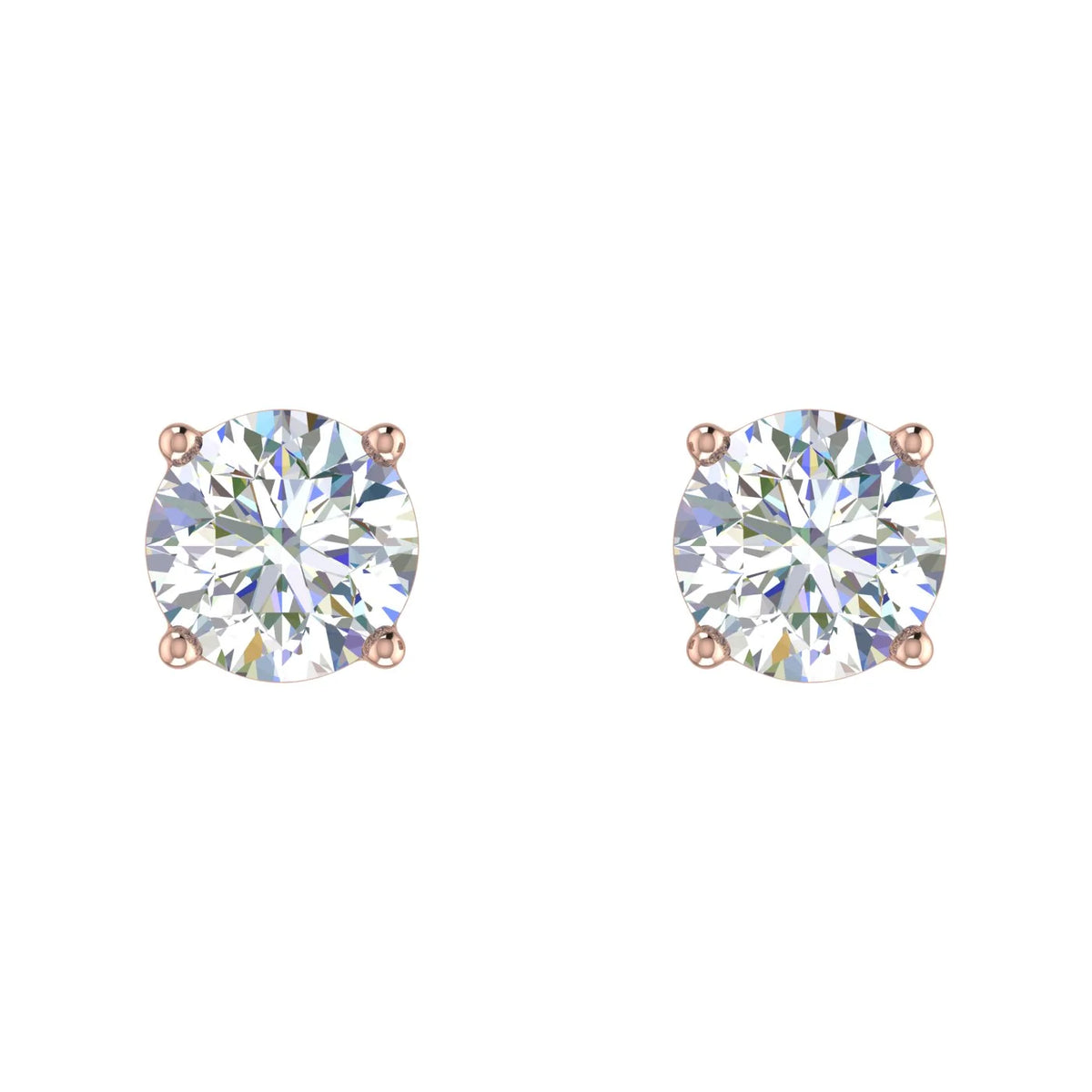 1/2 Carat Natural Round Diamond Stud Earrings in 14K Gold (Screw Back) M586