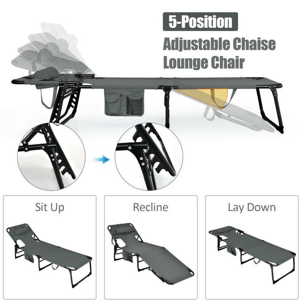 Beach Lounge Chair with Removable Pillow L617