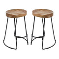 Mango Wood & Iron Barstool Set of 2 P3342