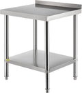 Stainless Steel Prep Table with Backsplash and Adjustable Undershelf C856