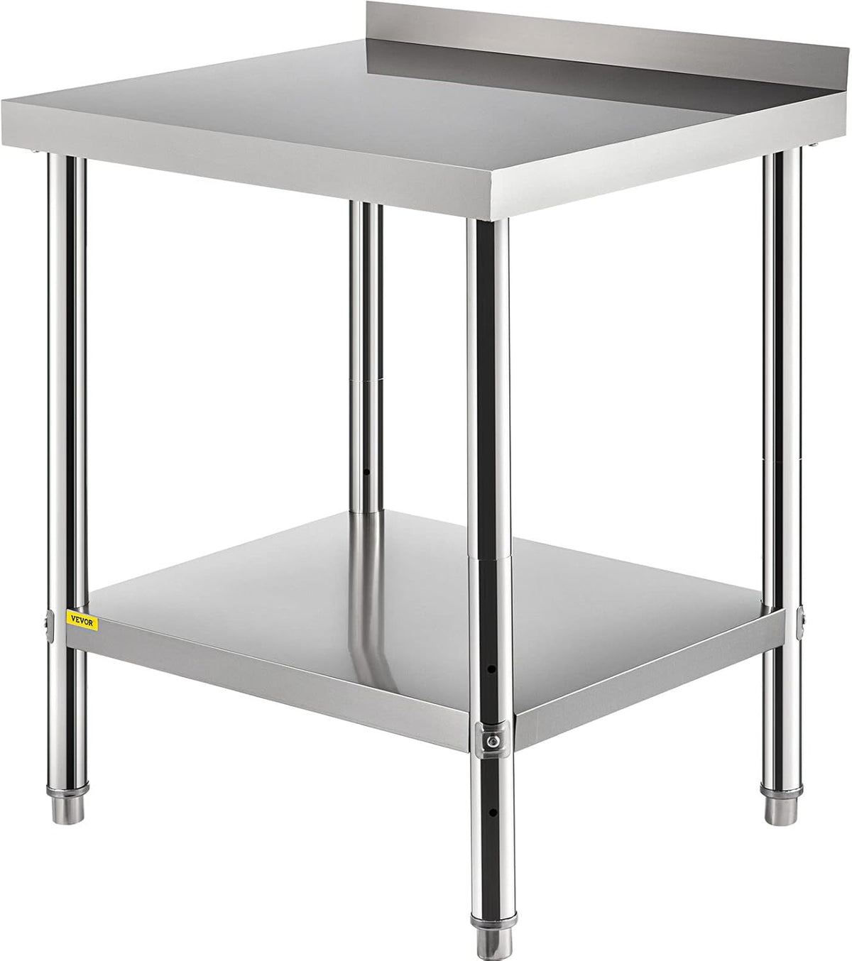 Stainless Steel Prep Table with Backsplash and Adjustable Undershelf C856