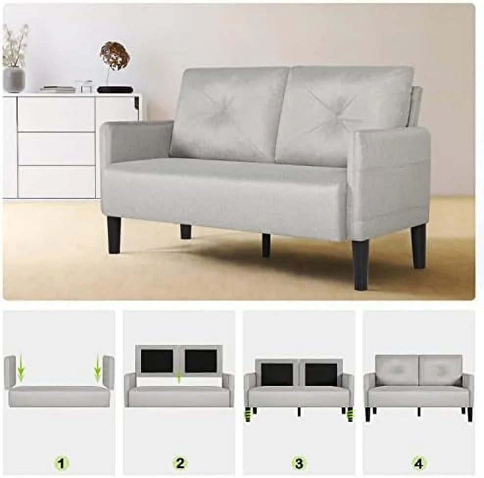 Modern Fabric Loveseat Sofa with 2 USB Charging Ports F518591