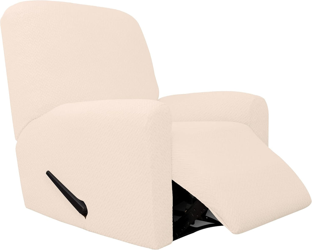 4-Piece Stretch Jacquard Recliner Sofa Cover with Elastic Loop, Dark Gray G767