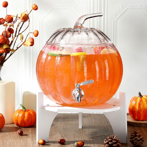 2 Gallon Pumpkin Glass Drink Dispenser with Stand R55340