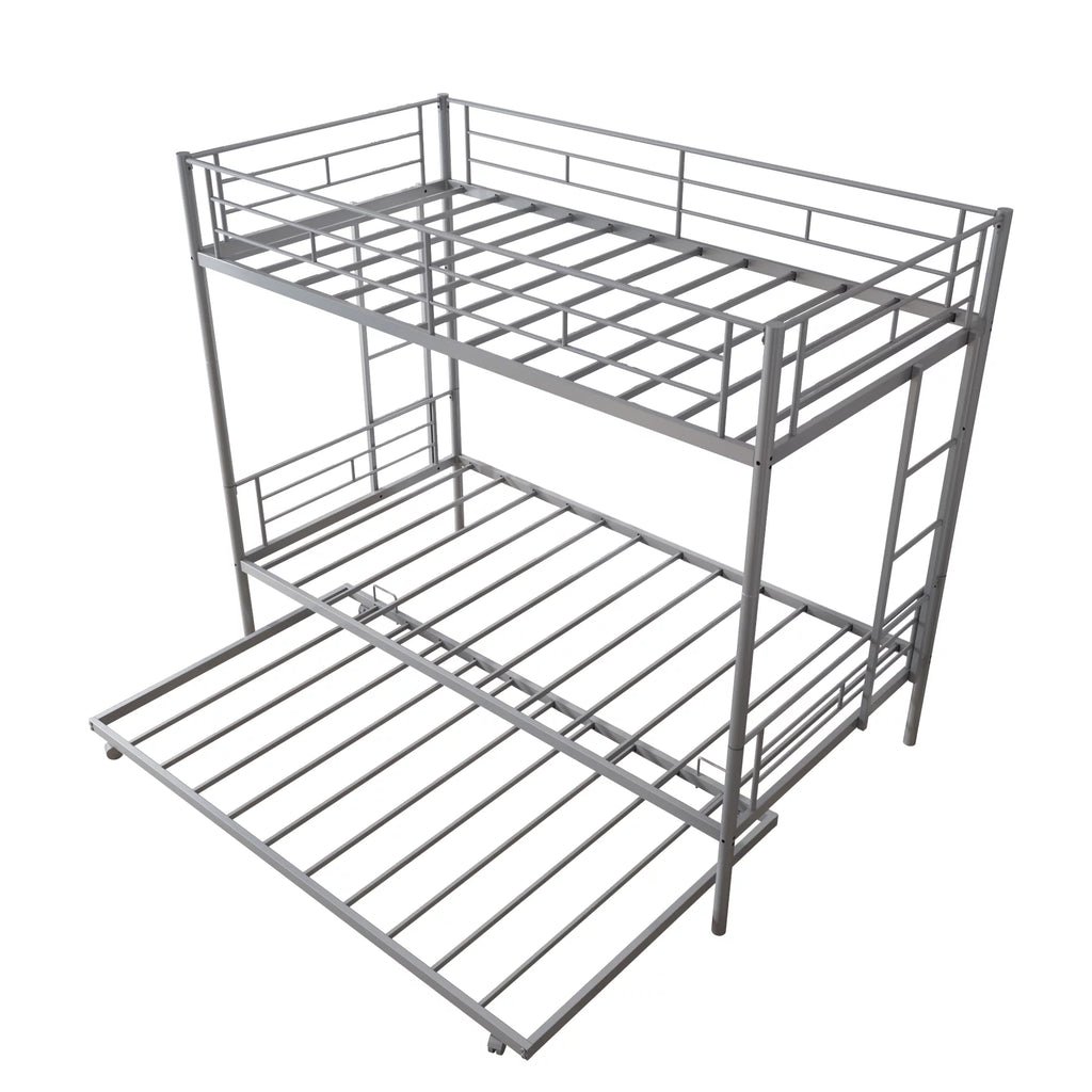 Silver Twin Over Twin Bunk Bed with Trundle E594