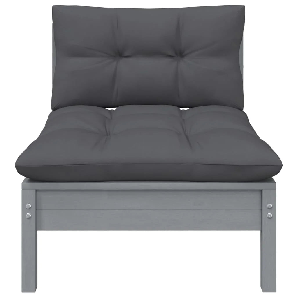 Solid Pinewood Patio Sofa with Anthracite Cushions X53020