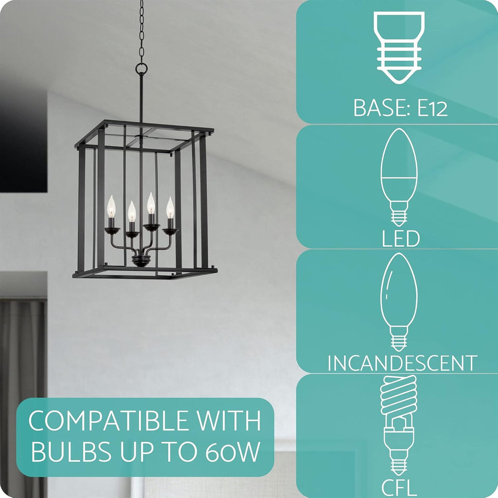 Black Finish 4-Light Pendant Light S6607