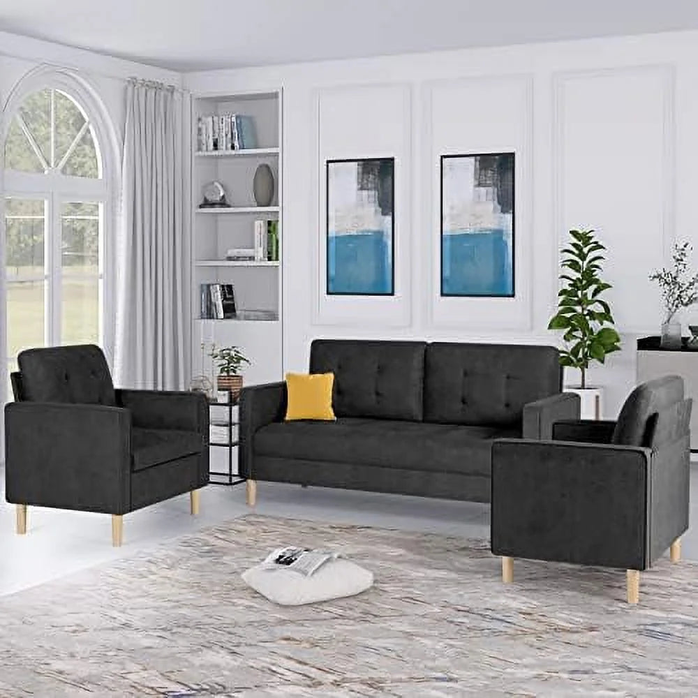 57" Tufted Loveseat and Chair Set of 2 O8497