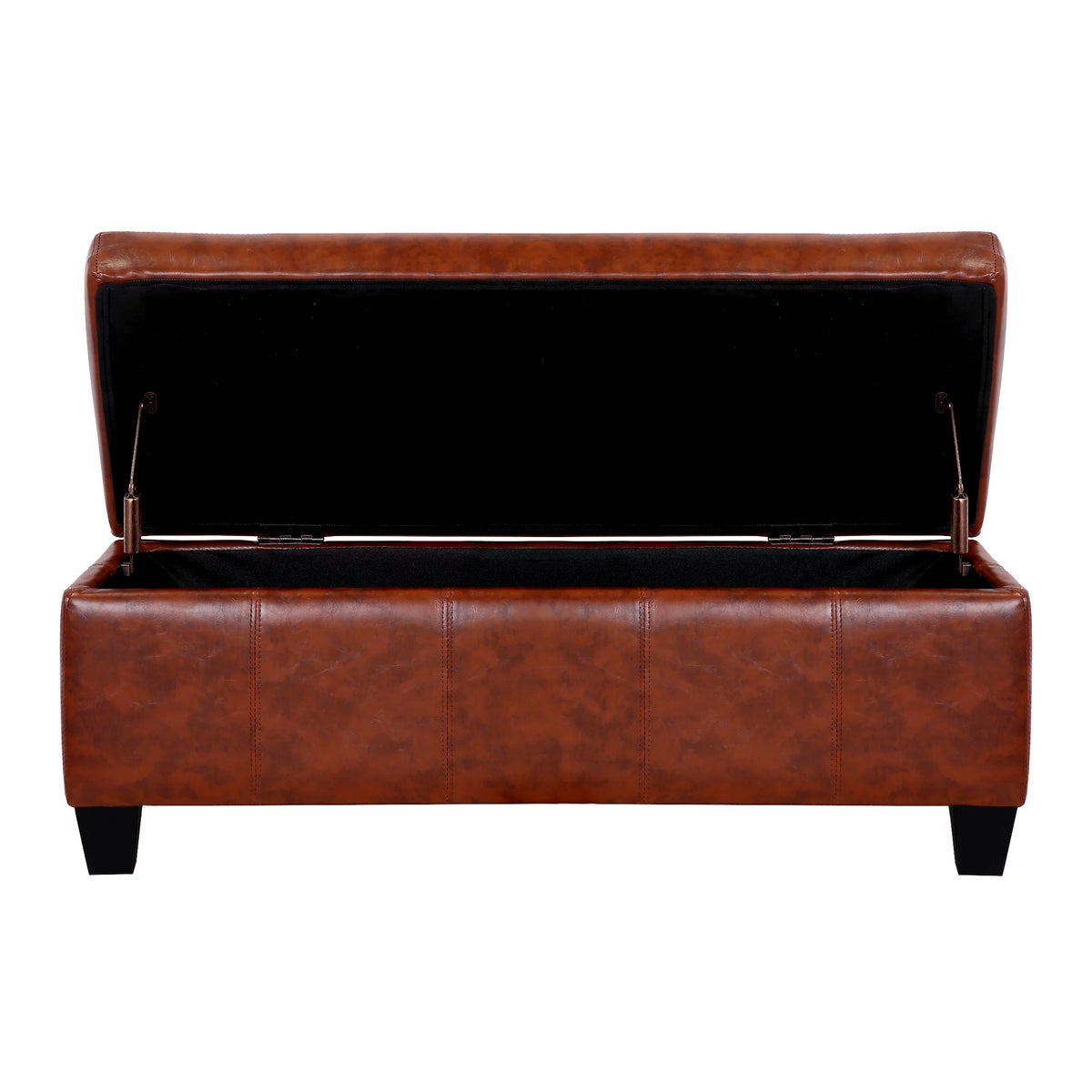 Brown Faux Leather Storage Ottoman Bench D724