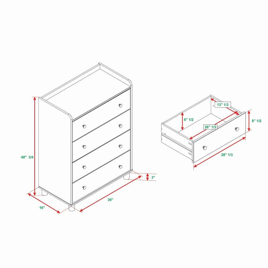 4 Drawer Solid Wood Chest - Caramel B2030