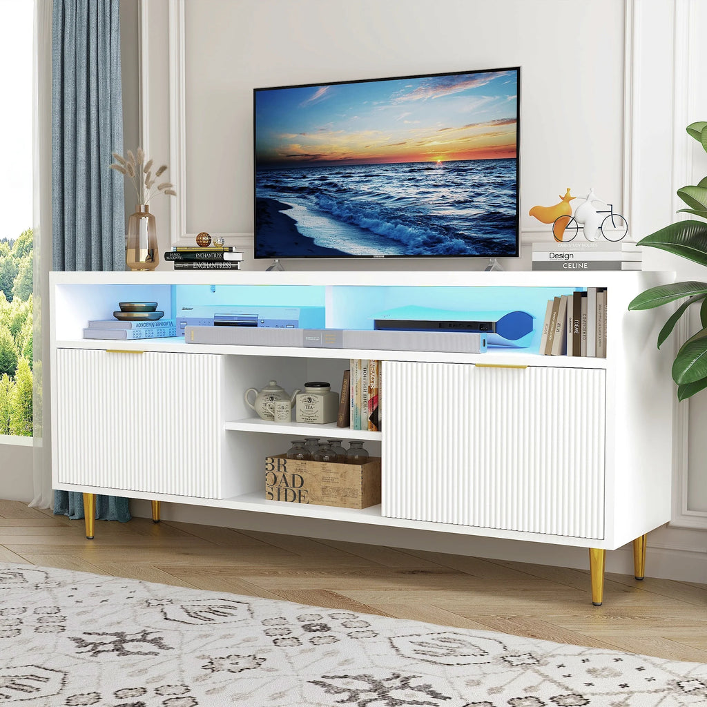 White Wood TV Stand for 55 60 65 inch TV S556