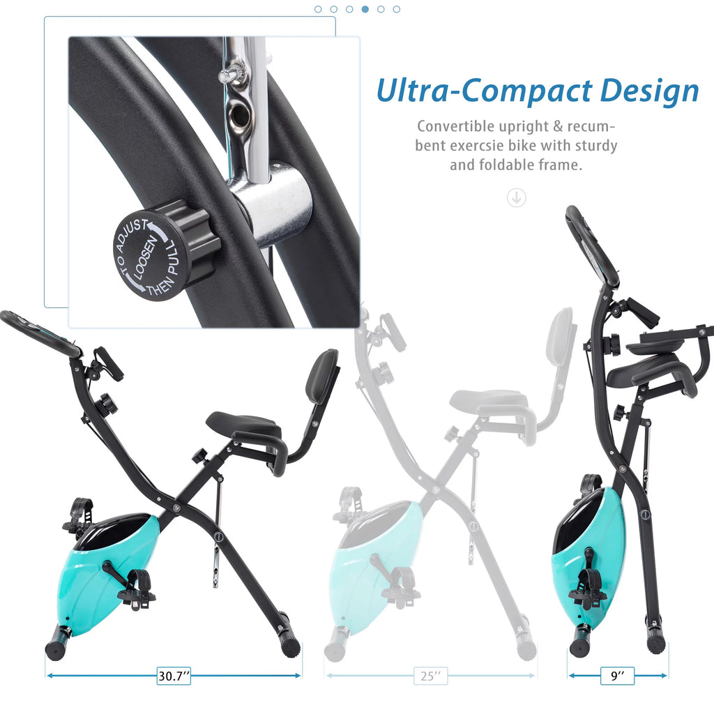 Folding Exercise Bike with Adjustable Resistance and Backrest B257