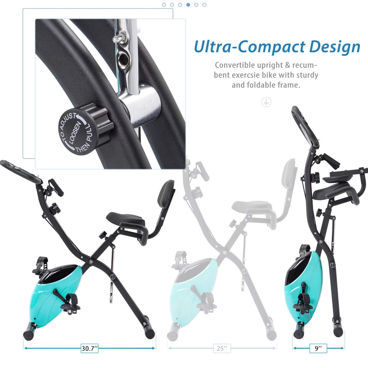 Folding Exercise Bike with Adjustable Resistance and Backrest B257