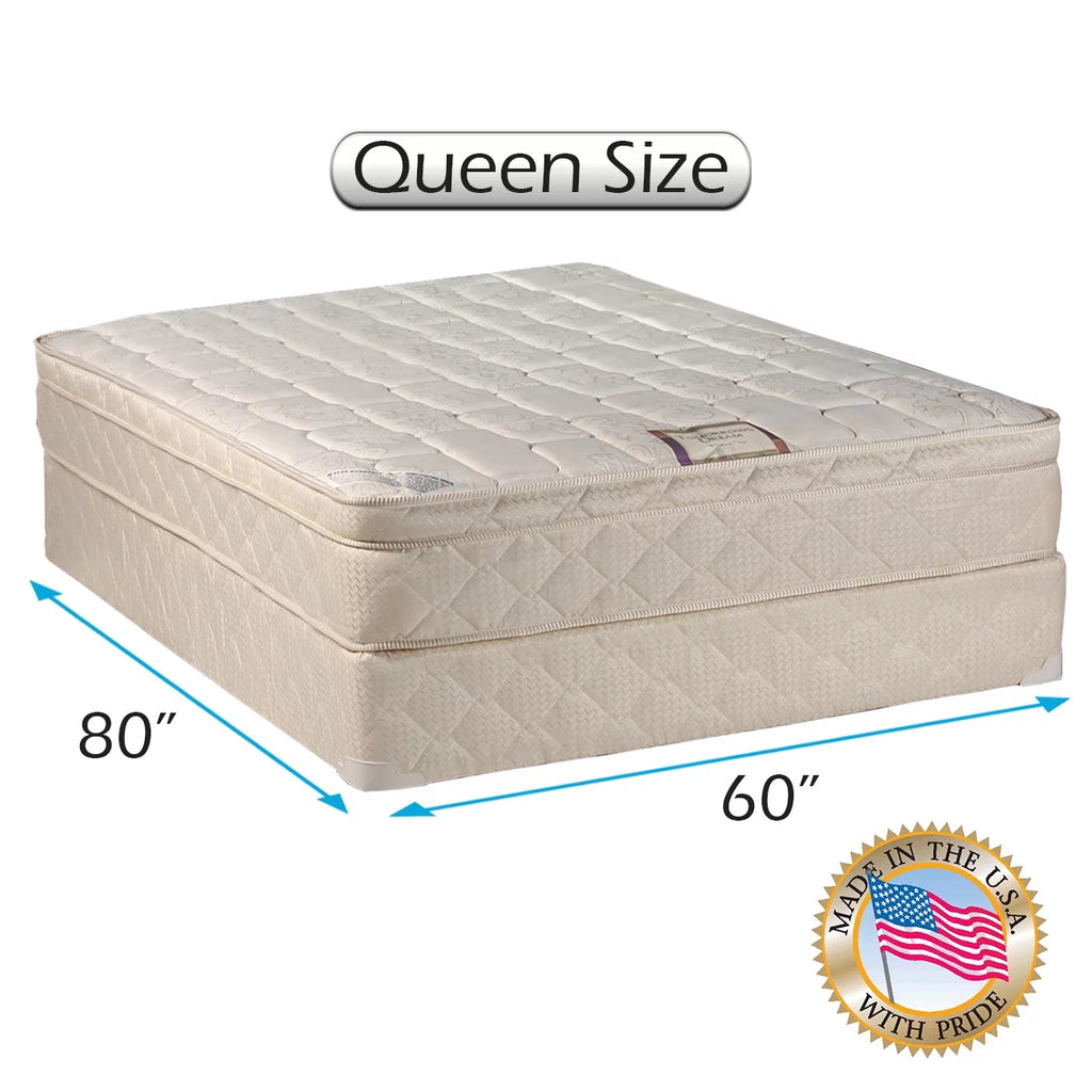 Queen Size Medium Soft Pillowtop Mattress Set with Bed Frame E962