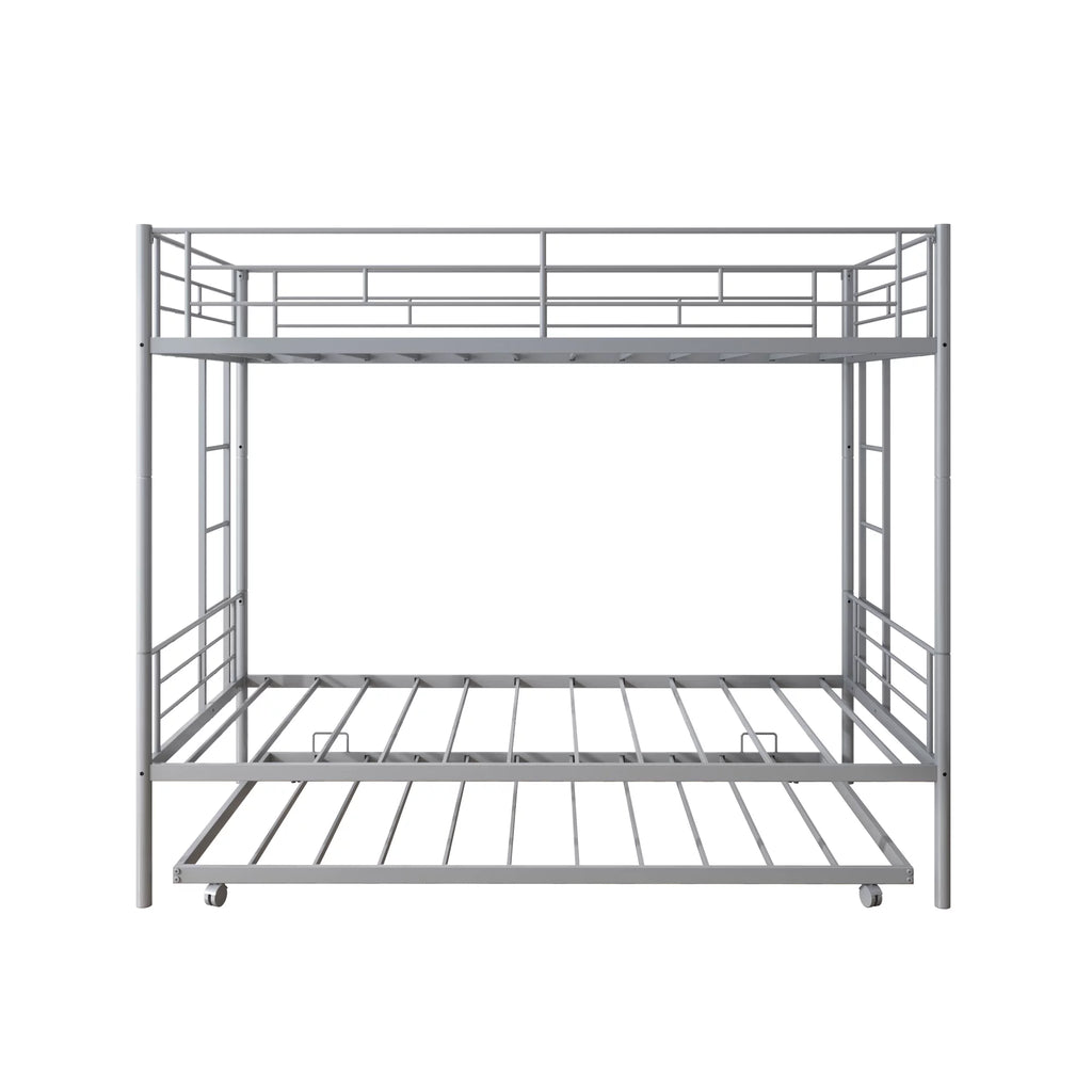 Silver Twin Over Twin Bunk Bed with Trundle E594