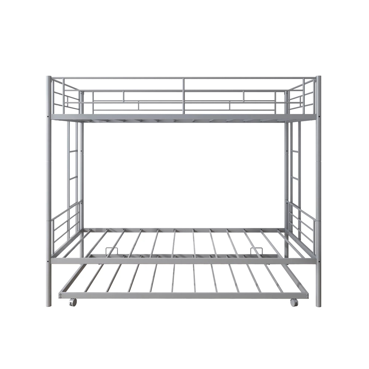 Silver Twin Over Twin Bunk Bed with Trundle E594