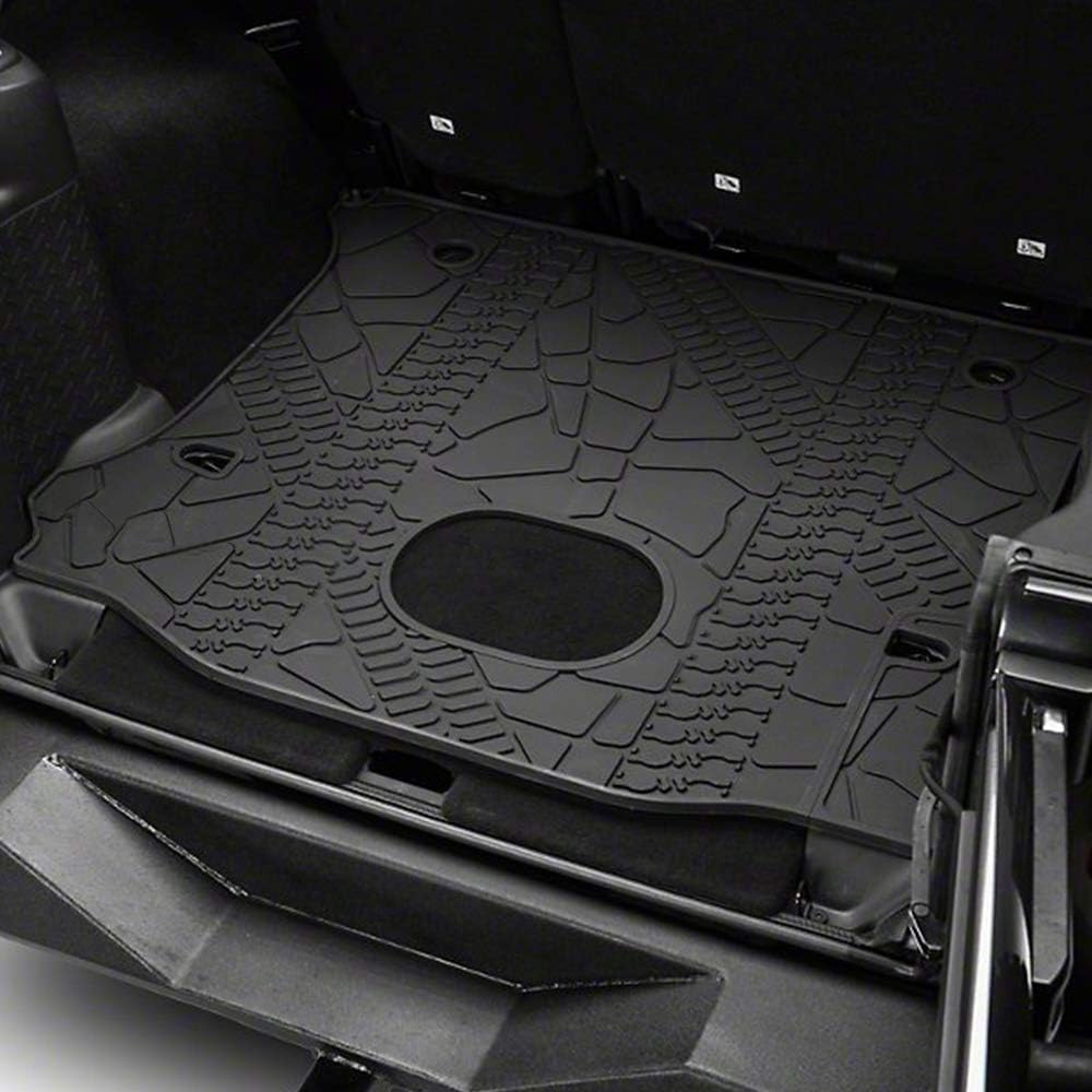 Black Rear Trunk Cargo Floor Mat for 4 Door Wrangler with Subwoofer Mat Cutout D740585