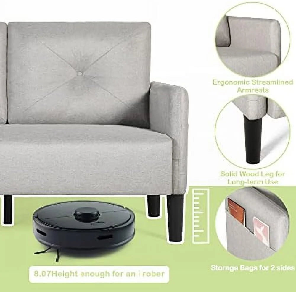 Modern Fabric Loveseat Sofa with 2 USB Charging Ports F518591