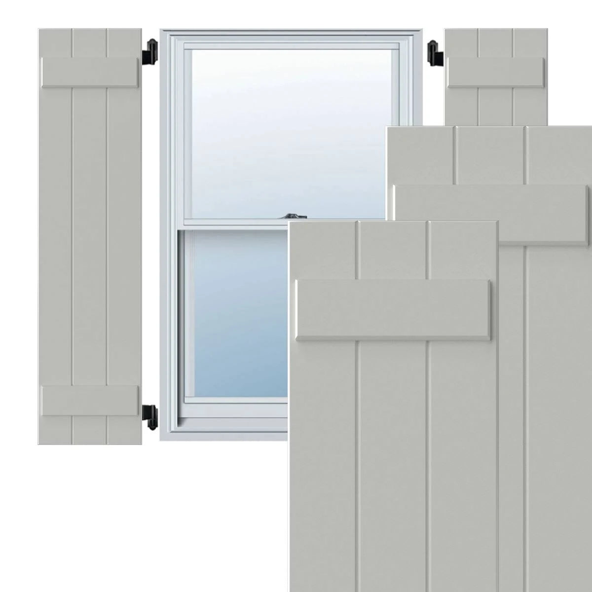 White Composite Board-n-Batten Shutters, Per Pair G125