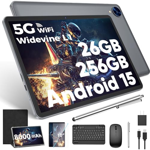 Android 15 Tablet with Keyboard, 26GB RAM, 256GB ROM, 10.1 inch Octa-Core, 8000mAh Battery, Green R6738