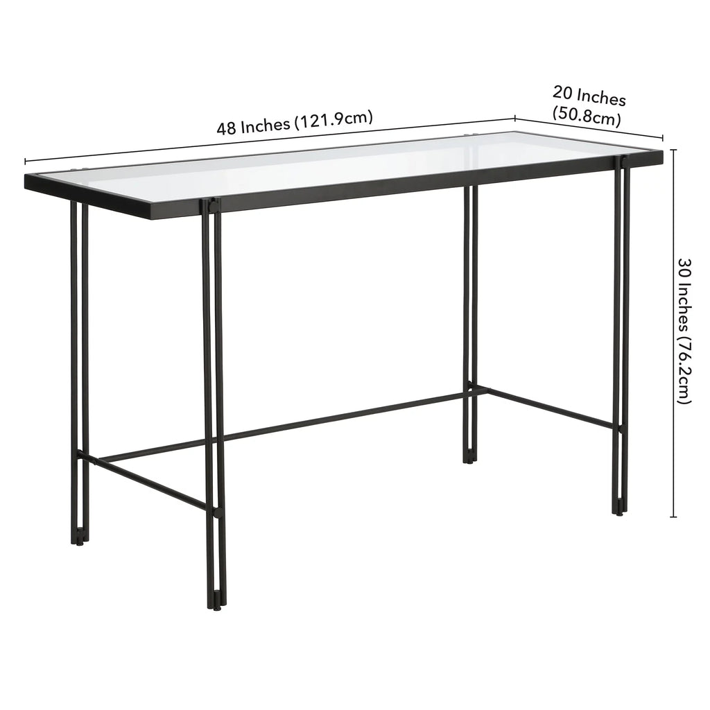 Blackened Bronze Metal Desk with Glass Top H49418