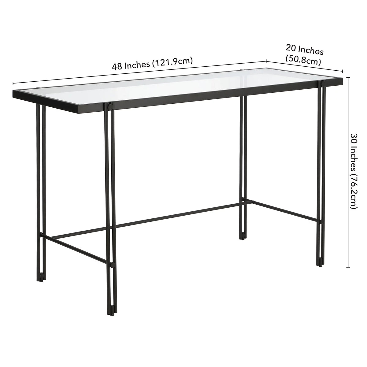 Blackened Bronze Metal Desk with Glass Top H49418
