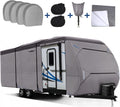 Upgraded Waterproof 500D Travel Trailer Cover with 4 Tire Covers, Tongue Jack Cover S57393