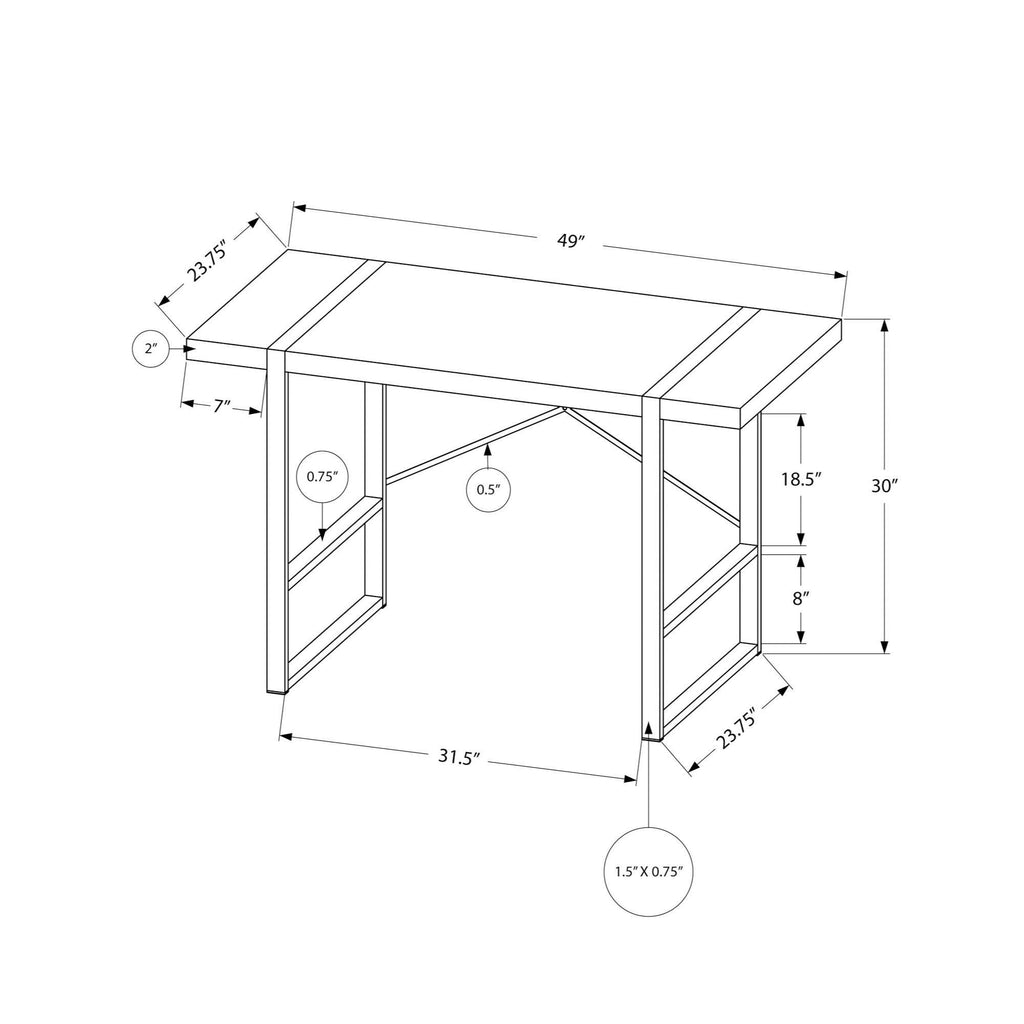 Walnut Black Metal Computer Desk T9428